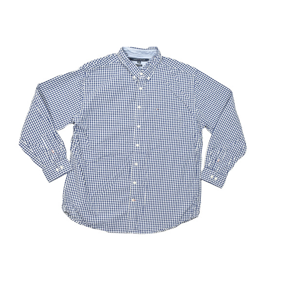 Tommy Hilfiger Blue Gingham Shirt Men's Office Pocket Classic Fit Size XXL - Picture 1 of 8